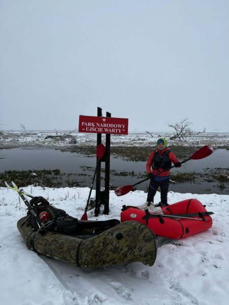 packrafting in winter