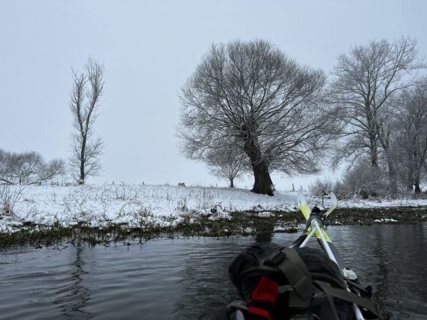 packrafting in winter